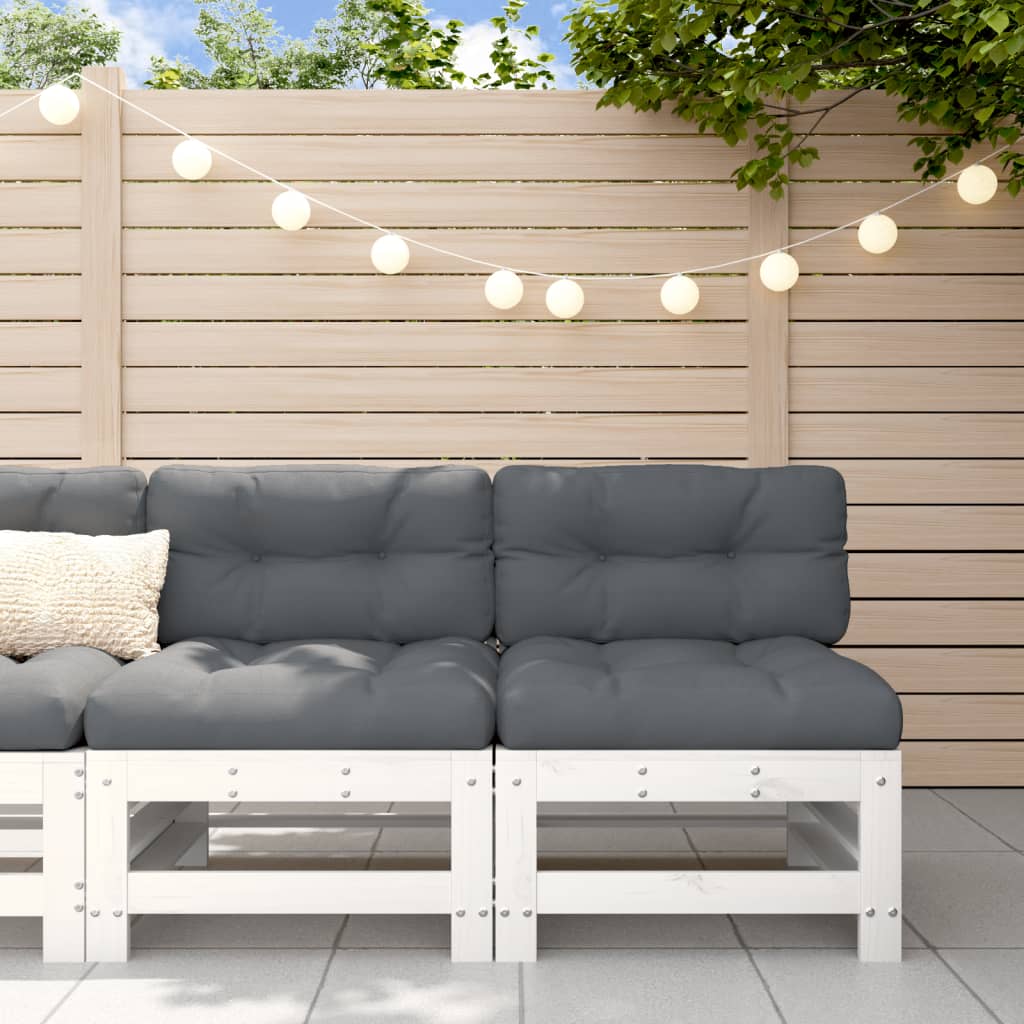 Garden Middle Sofas 2 pcs White Solid Wood Pine - Discount Dealers