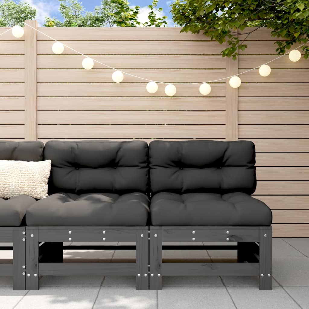 Garden Middle Sofas 2 pcs Grey Solid Wood Pine - All Things Good
