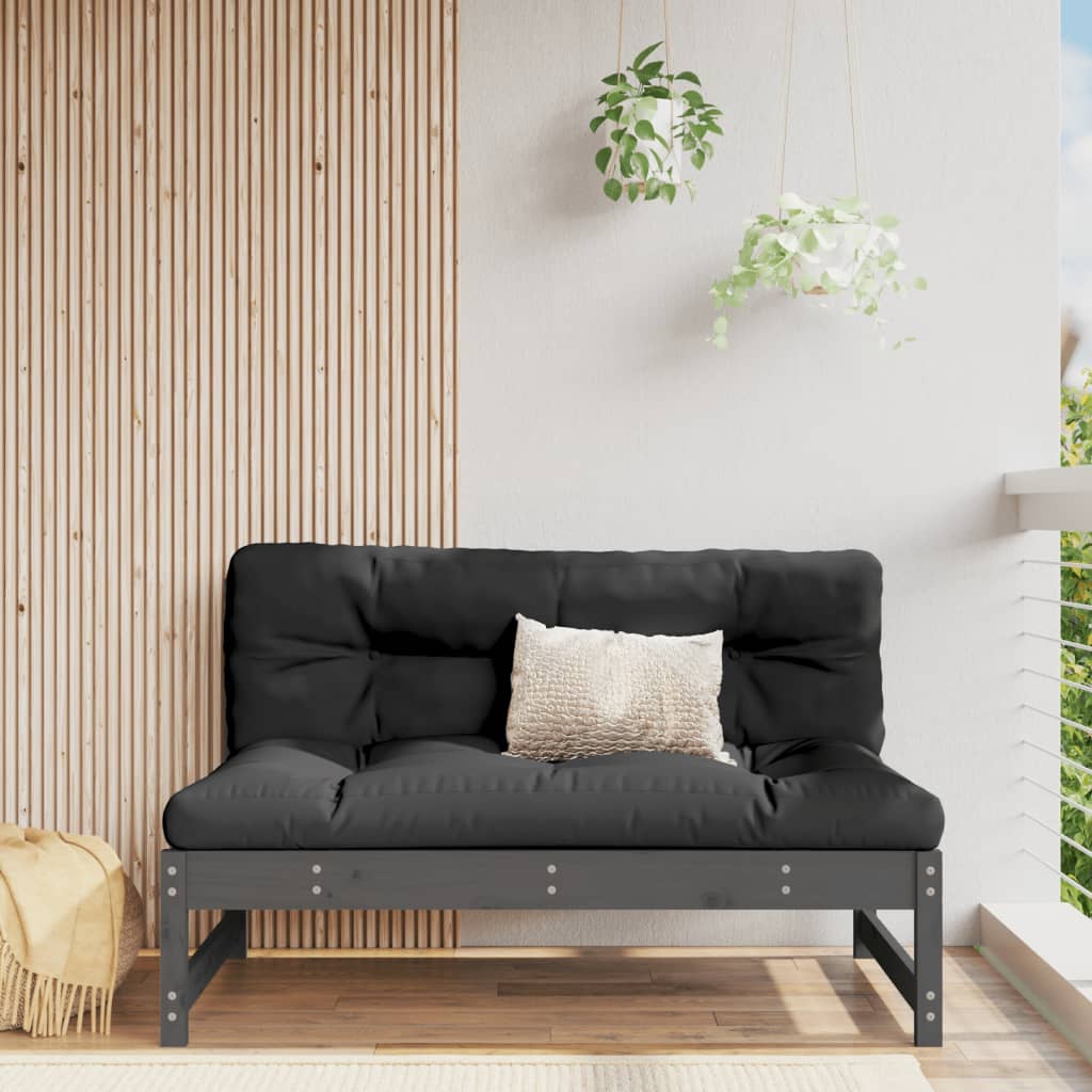 Garden Middle Sofa Grey 120x80 cm Solid Wood Pine - Direct Imports