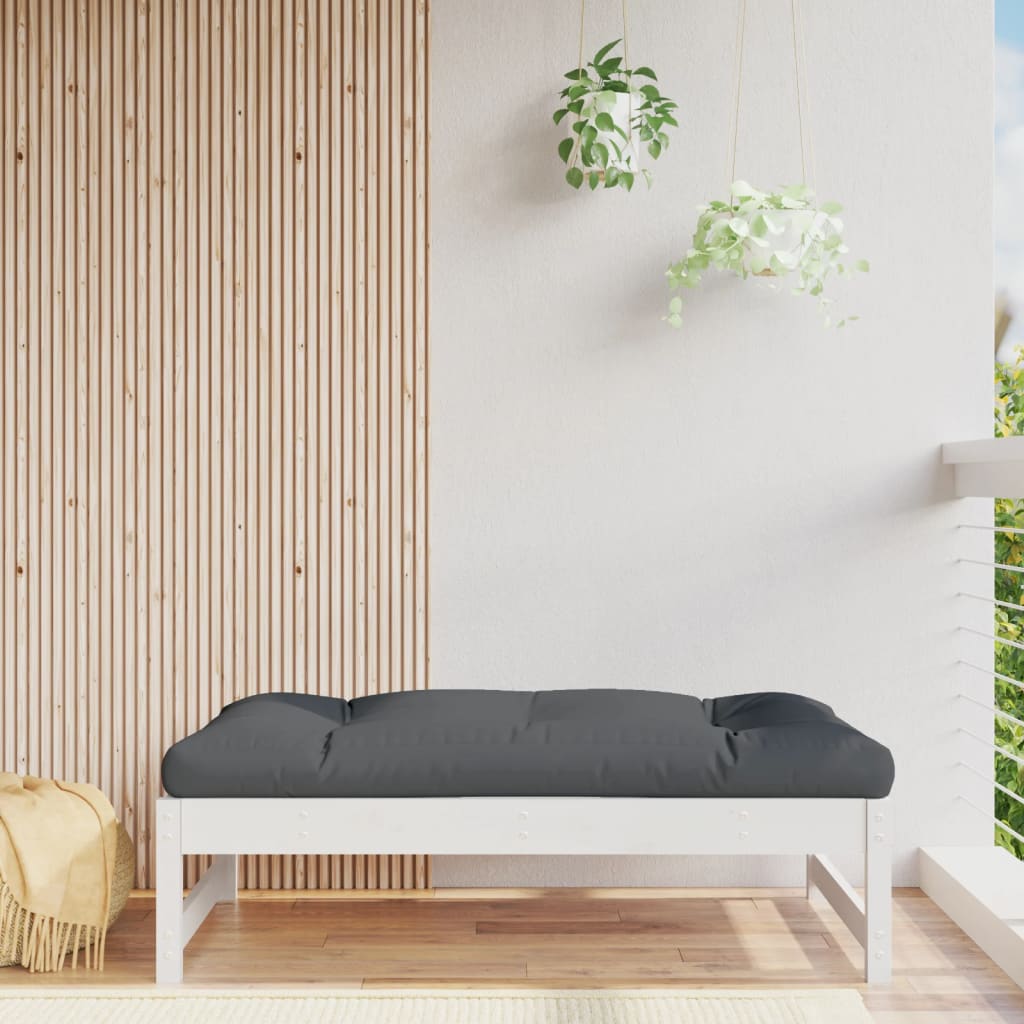 Garden Footstool White 120x80 cm Solid Wood Pine - Direct Imports