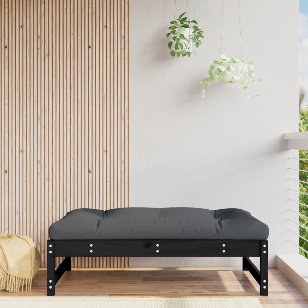 Garden Footstool Black 120x80 cm Solid Wood Pine - Discount Dealers