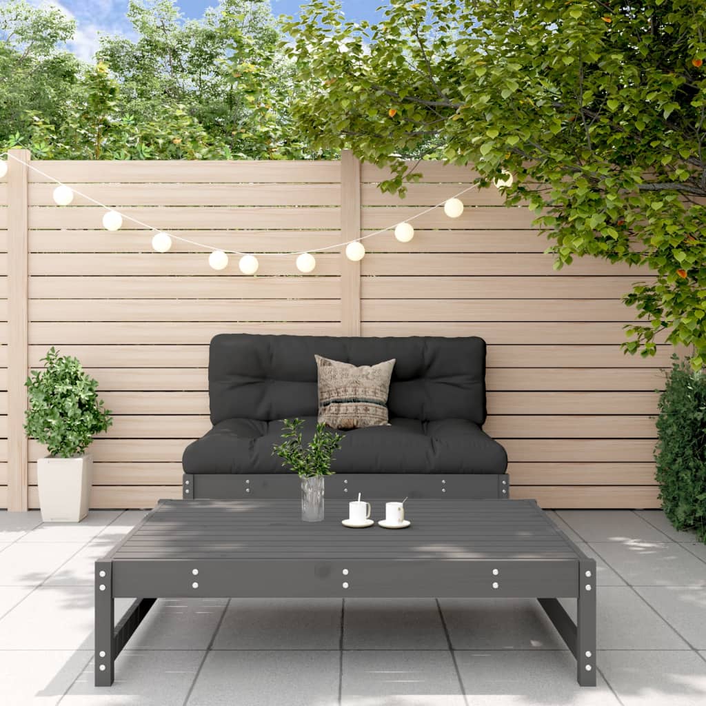 2 Piece Garden Lounge Set Grey Solid Wood Pine - Direct Imports