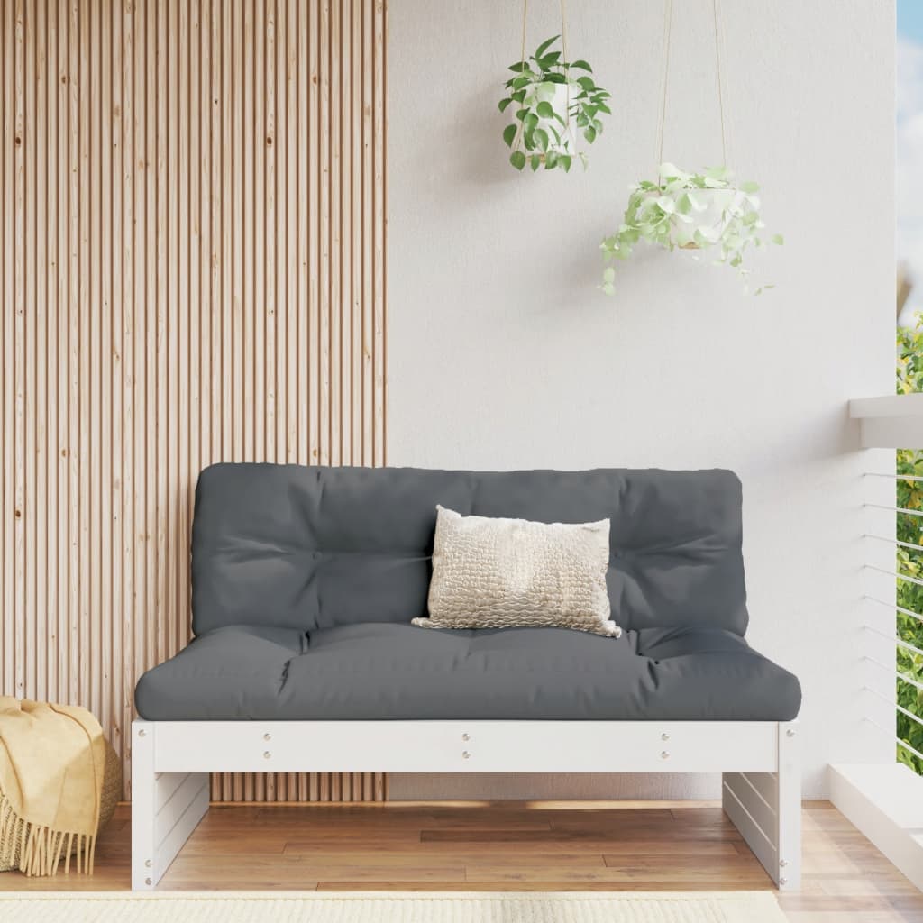 Garden Middle Sofa White 120x80 cm Solid Wood Pine - Discount Dealers