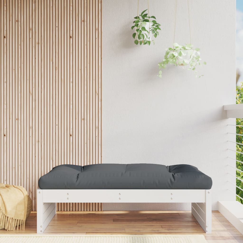 Garden Footstool White 120x80 cm Solid Wood Pine - Direct Imports