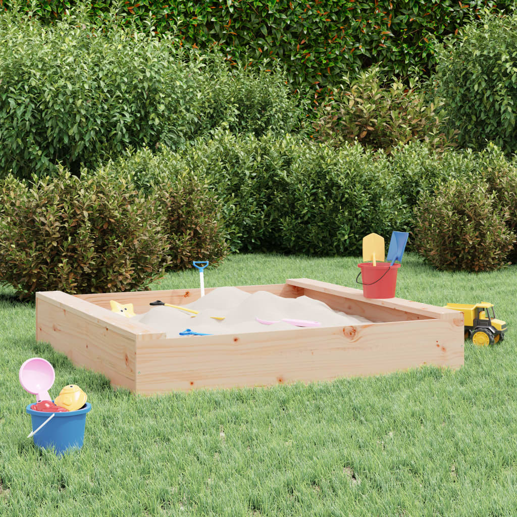 Sandbox with Seats Square Solid Wood Pine - Sid & Sam
