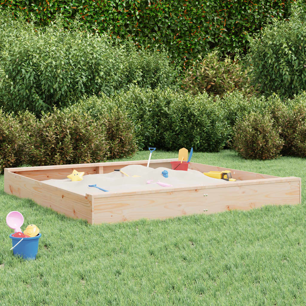 Sandbox with Seats Square Solid Wood Pine - Charlotte Dunes
