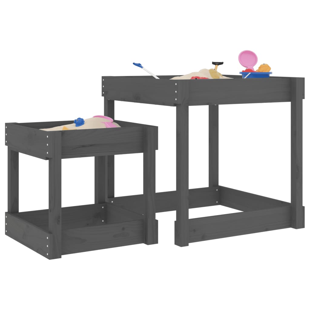 Sand Tables 2 Pcs Grey Solid Wood Pine - Merlin Deals