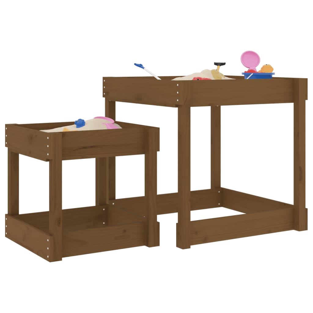 Sand Tables 2 Pcs Honey Brown Solid Wood Pine - Direct Imports