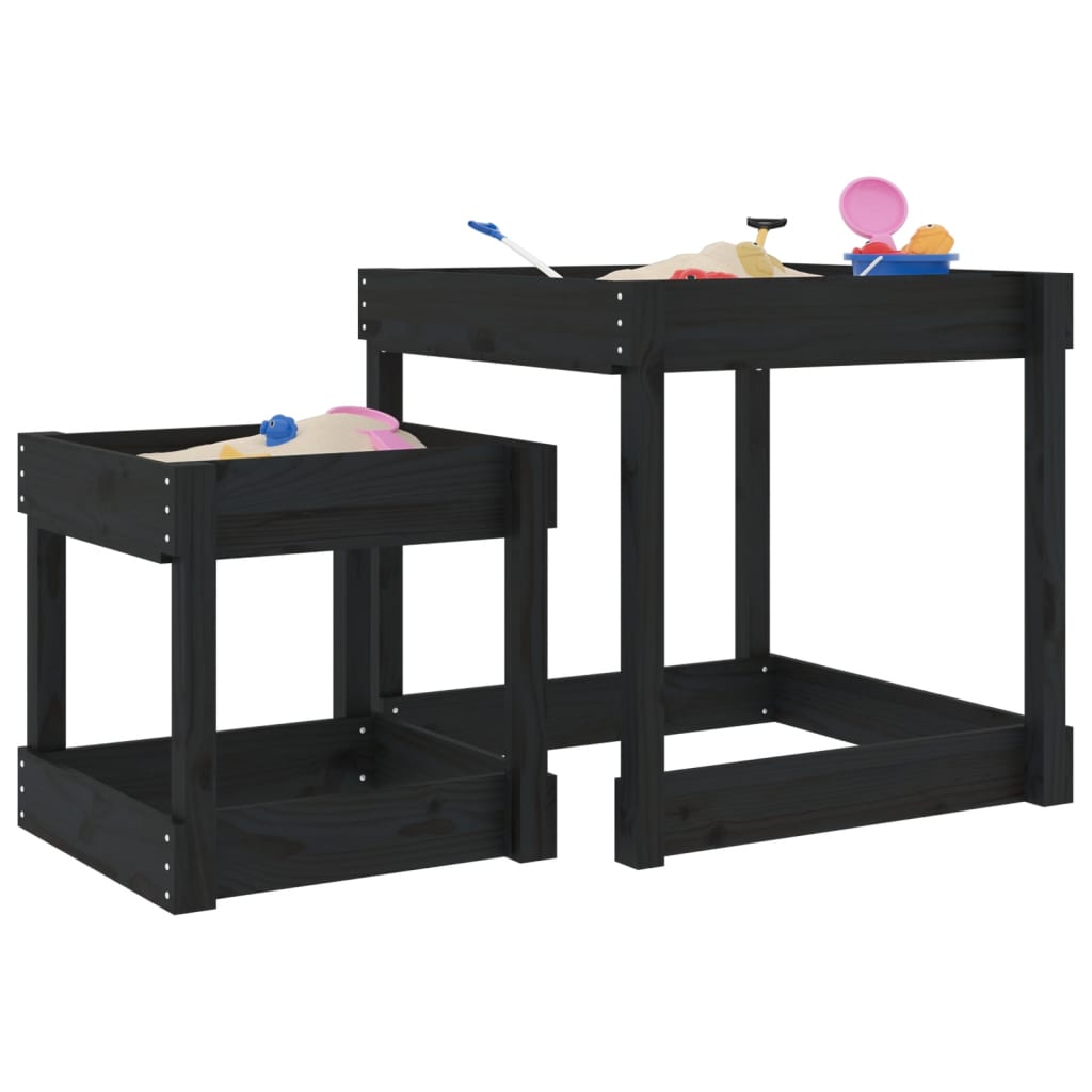 Sand Tables 2 Pcs Black Solid Wood Pine - Casper Homes