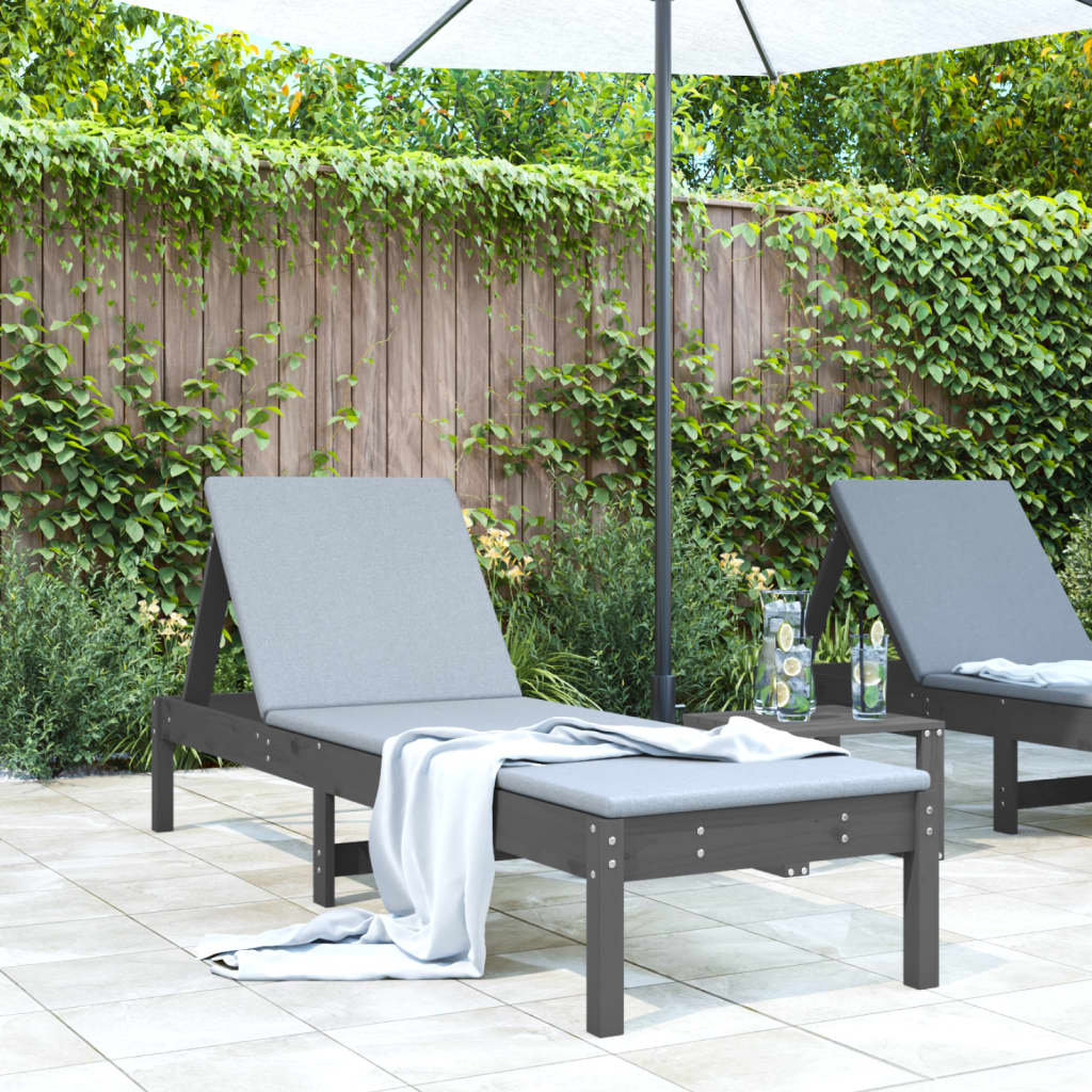 Sun Lounger Grey 199.5x60x74 cm Solid Wood Pine - Casper Homes