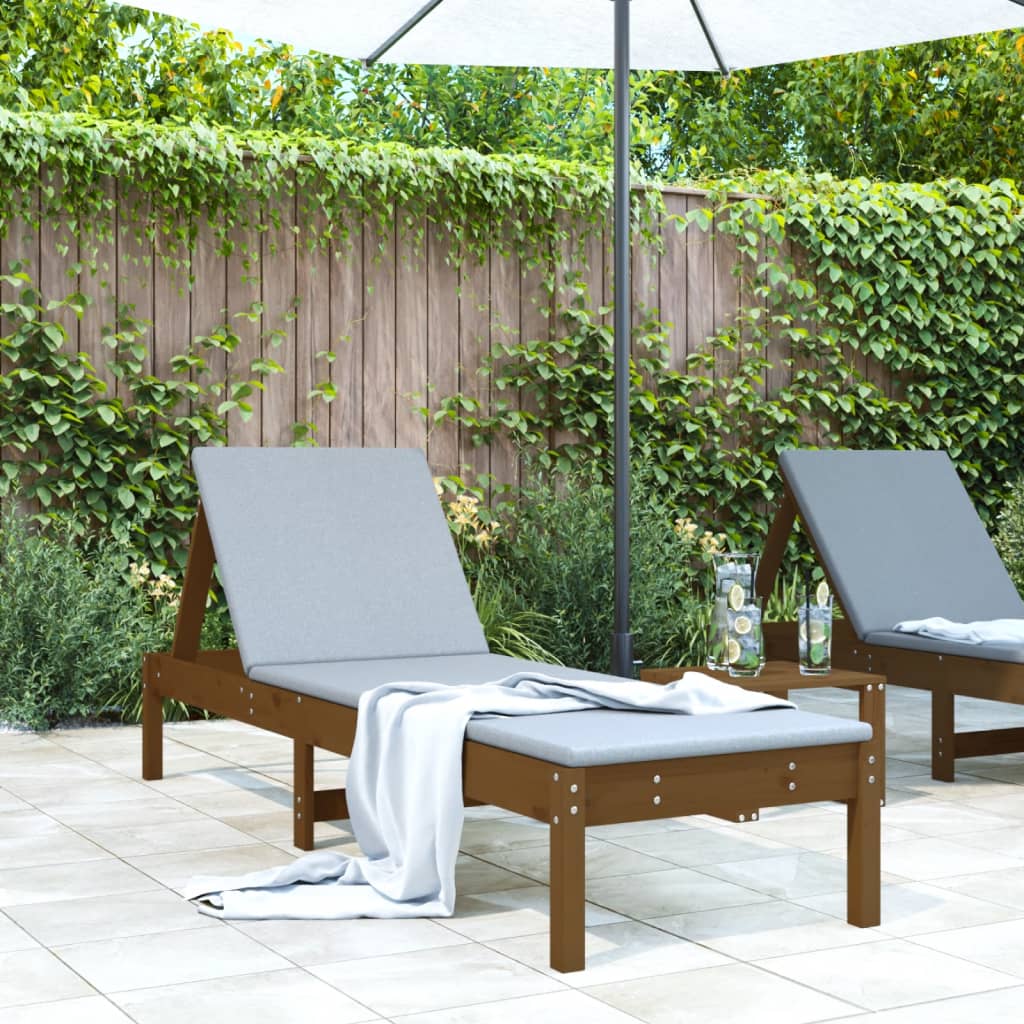 Sun Lounger Honey Brown 199.5x60x74 cm Solid Wood Pine - Brittle & Co