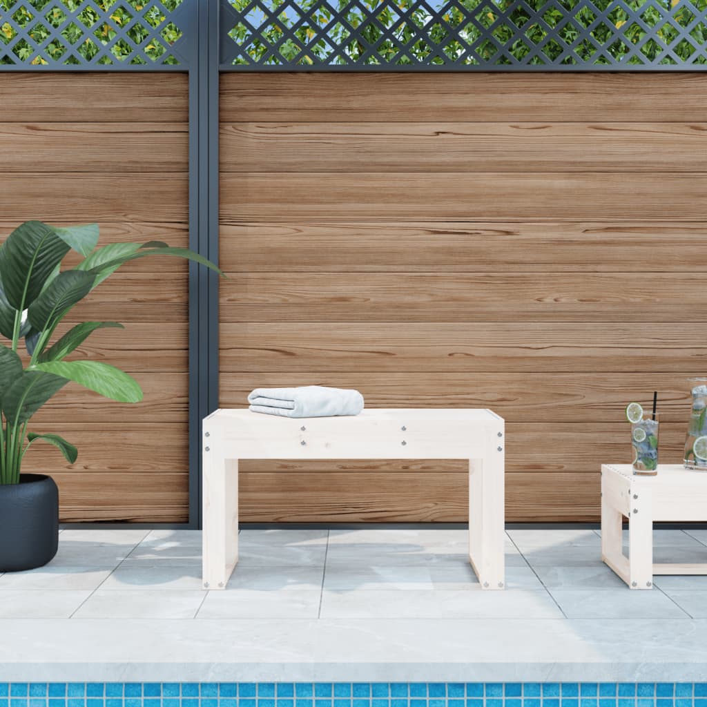 Garden Bench White 80x38x45 cm Solid Wood Pine - Sid & Sam
