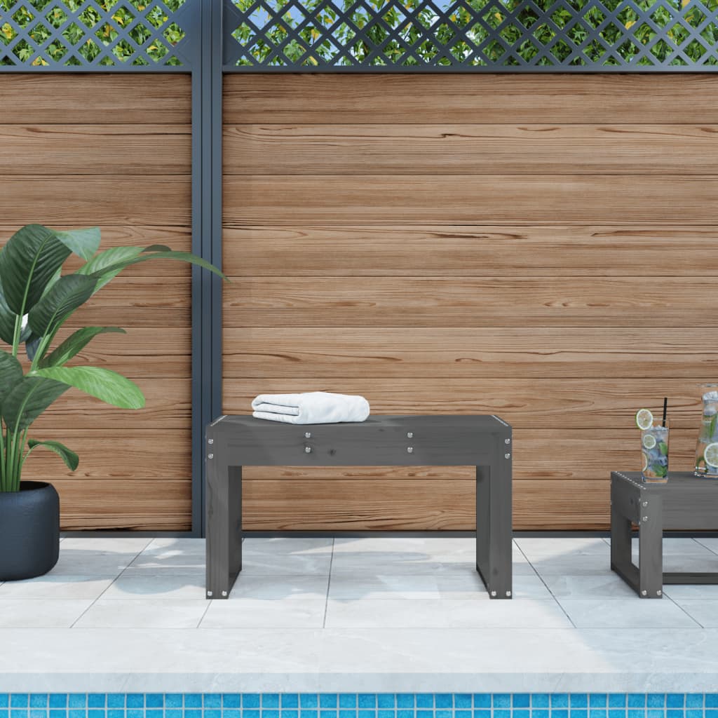 Garden Bench Grey 80x38x45 cm Solid Wood Pine - Sid & Sam