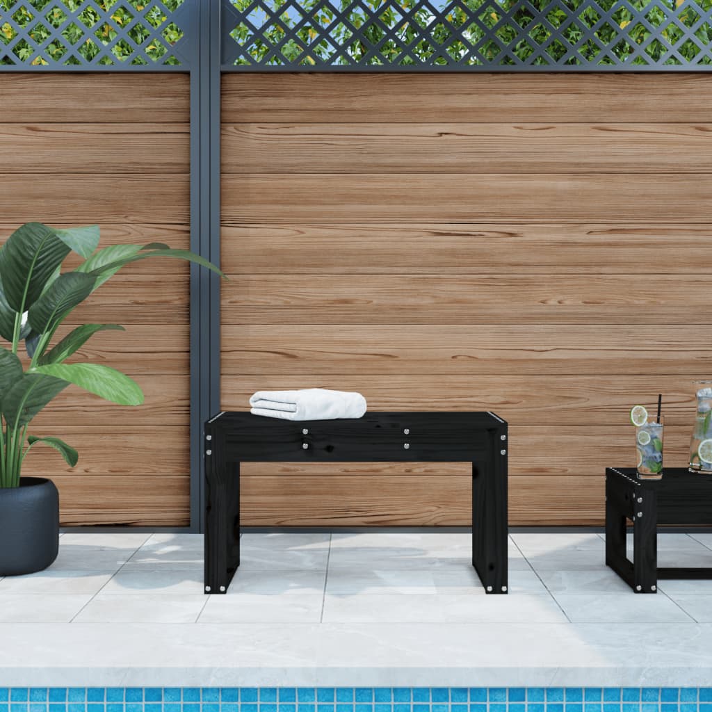 Garden Bench Black 80x38x45 cm Solid Wood Pine - The Home Maker