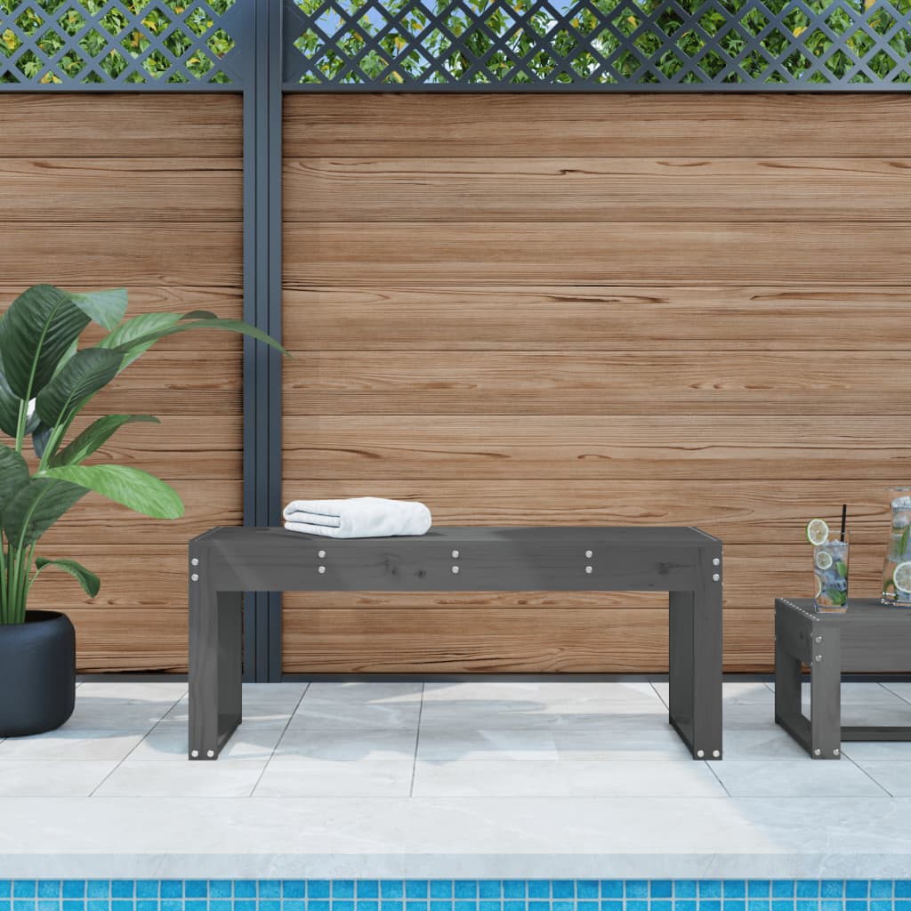 Garden Bench Grey 110x38x45 cm Solid Wood Pine - Sid & Sam