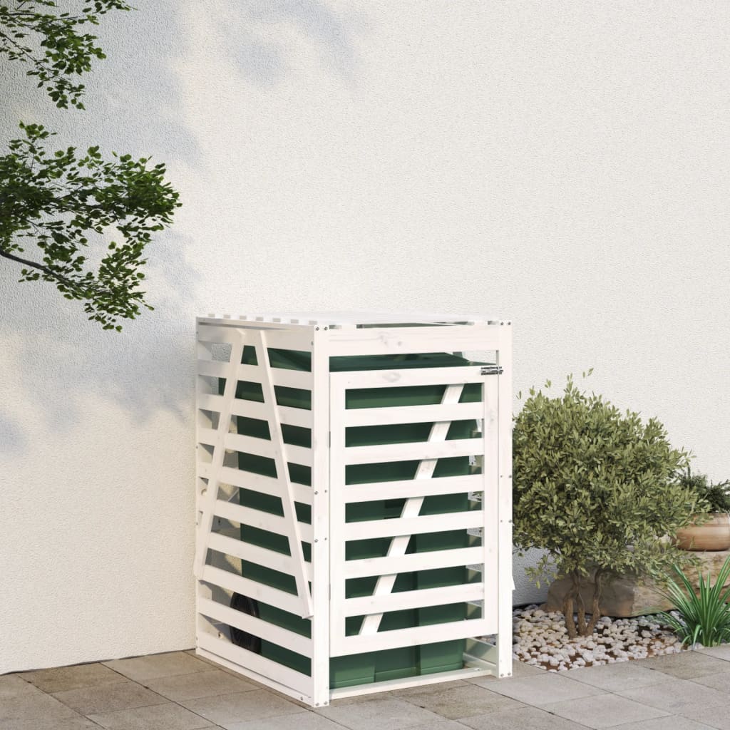 Wheelie Bin Storage White 84x90x128.5 cm Solid Wood Pine - Tyrell & Tyrell
