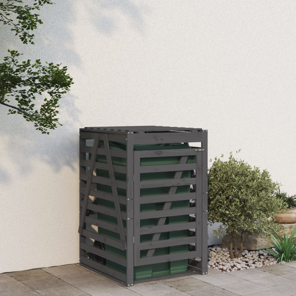 Wheelie Bin Storage Grey 84x90x128.5 cm Solid Wood Pine - Sid & Sam