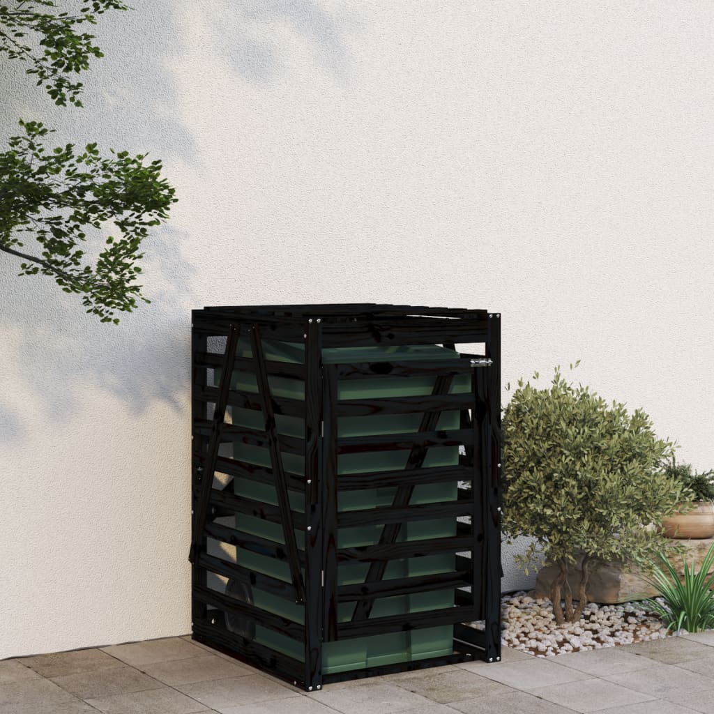 Wheelie Bin Storage Black 84x90x128.5 cm Solid Wood Pine - Style and Chic