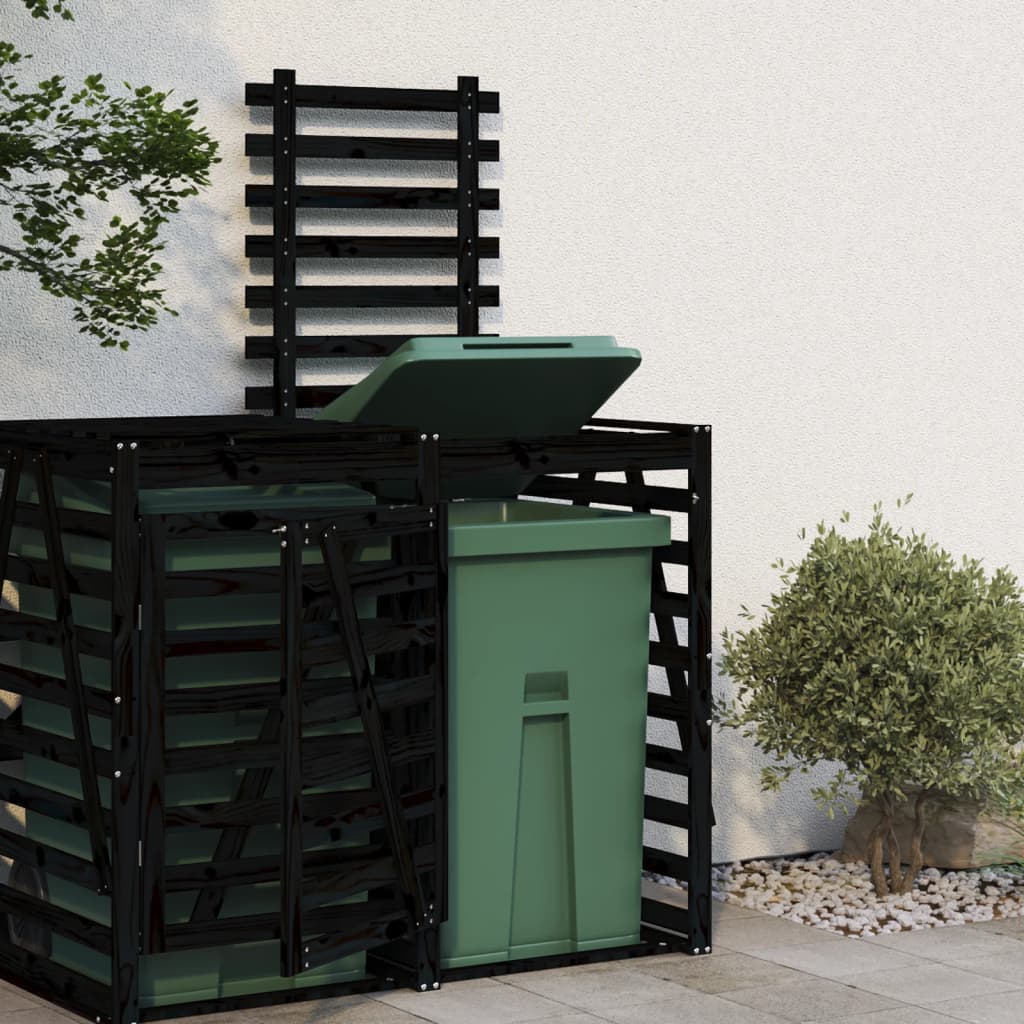 Wheelie Bin Storage Extension Black Solid Wood Pine - All Things Good