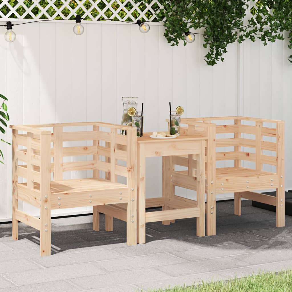 Garden Chairs 2 pcs 61.5x53x71 cm Solid Wood Pine - Merkel Designers