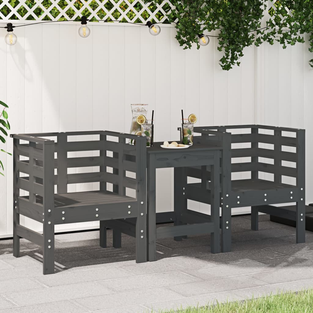 Garden Chairs 2 pcs Grey 61.5x53x71 cm Solid Wood Pine - Direct Imports