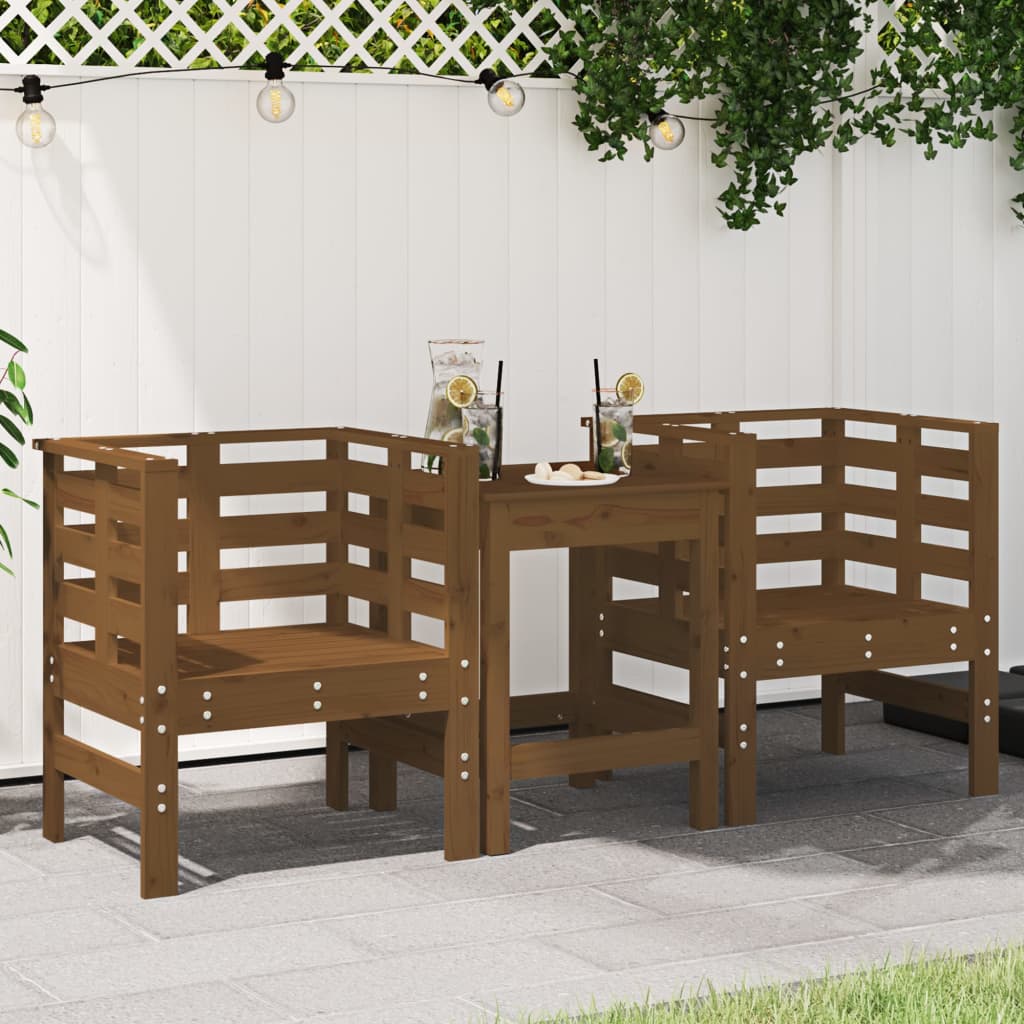 Garden Chairs 2 pcs Honey Brown 61.5x53x71 cm Solid Wood Pine - Casper Homes