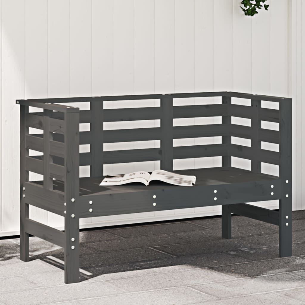 Garden Bench Grey 111.5x53x71 cm Solid Wood Pine - Merkel Designers