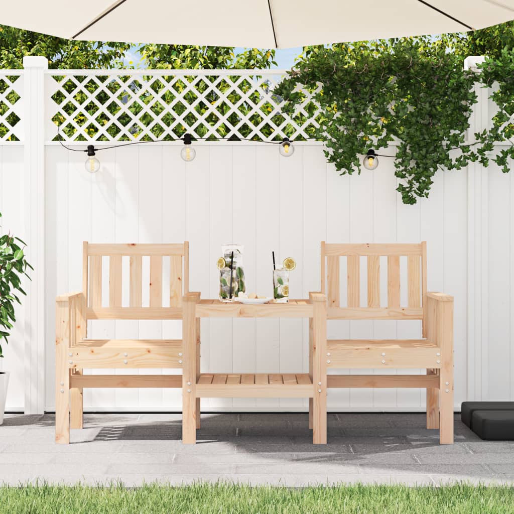 Garden Bench with Table 2-Seater Solid Wood Pine - Direct Imports