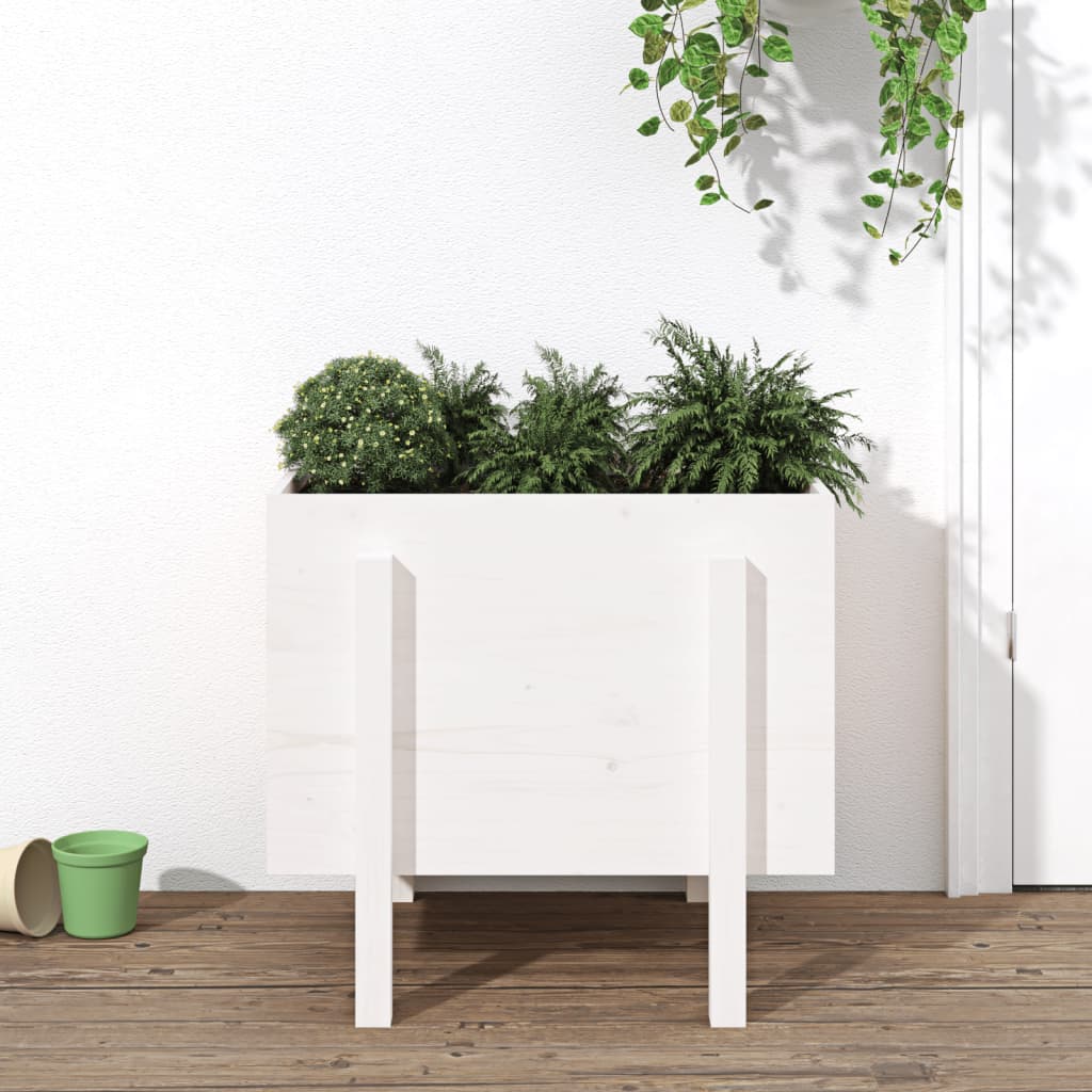 Garden Planter White 62x50x57 cm Solid Wood Pine - Sid & Sam