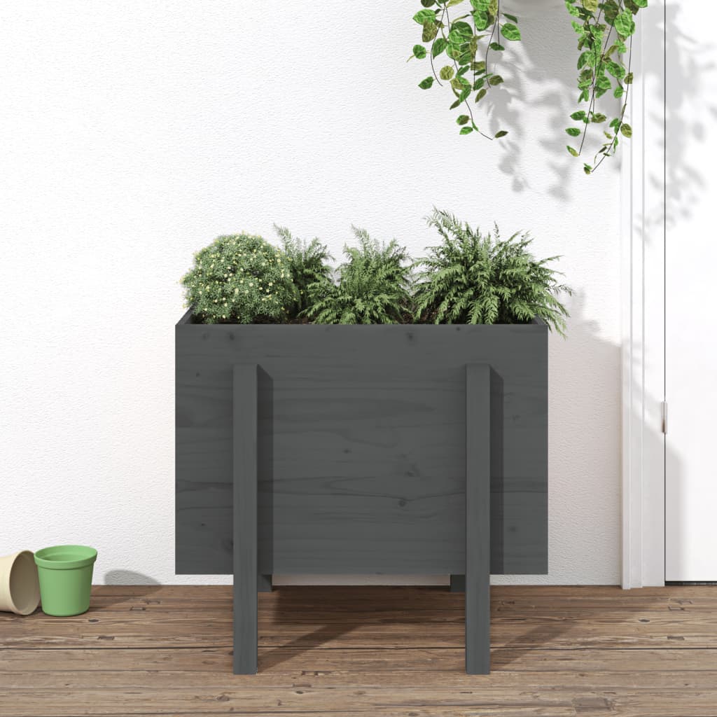 Garden Planter Grey 62x50x57 cm Solid Wood Pine - Tyrell & Tyrell