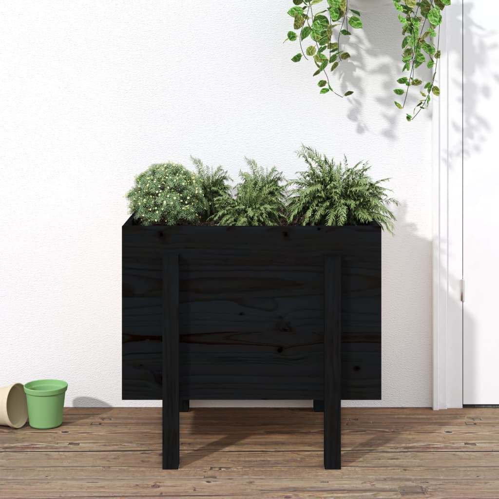 Garden Planter Black 62x50x57 cm Solid Wood Pine - Sid & Sam