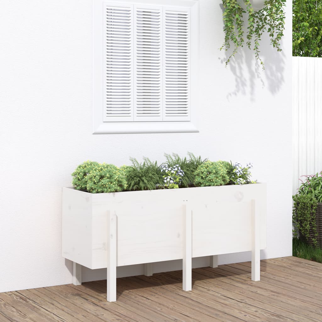 Garden Raised Bed White 121x50x57 cm Solid Wood Pine - Sid & Sam