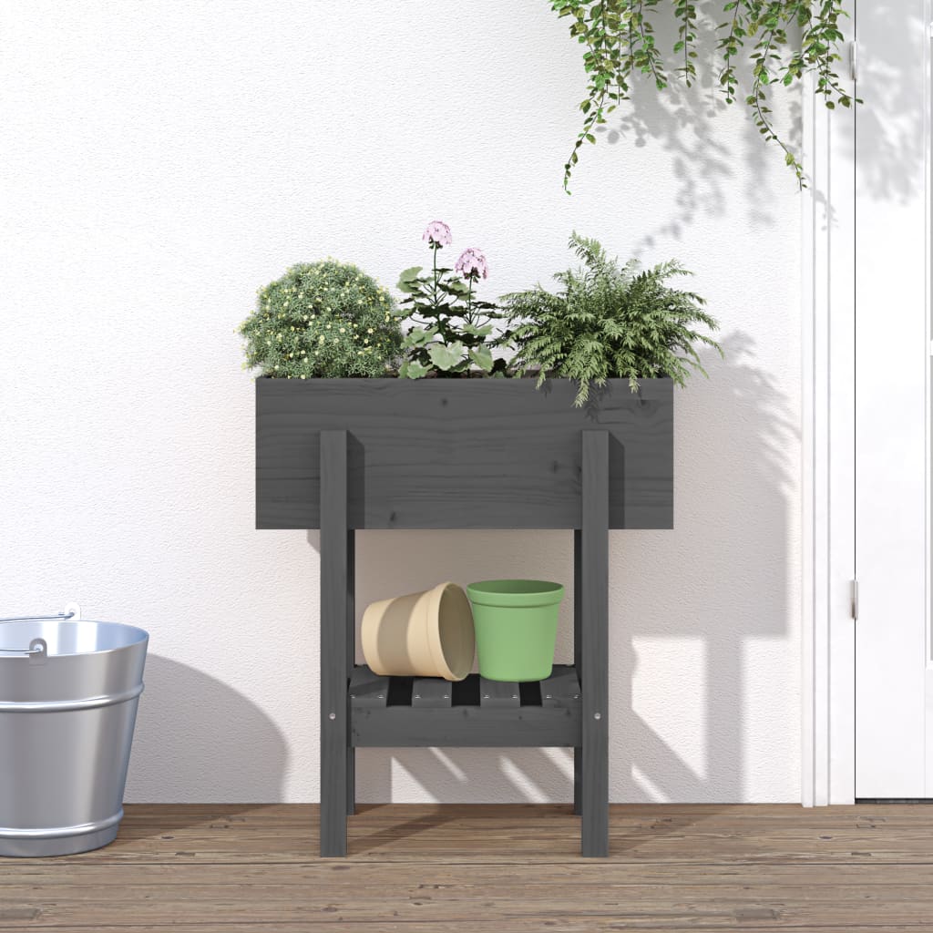 Garden Planter Grey 62x30x69 cm Solid Wood Pine - Sid & Sam