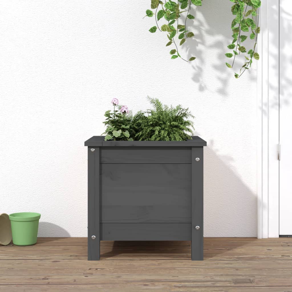 Garden Planter Grey 40x40x39 cm Solid Wood Pine - Sid & Sam