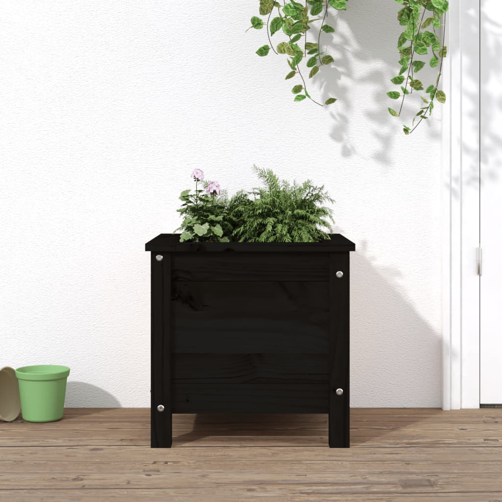 Garden Planter Black 40x40x39 cm Solid Wood Pine - Tyrell & Tyrell