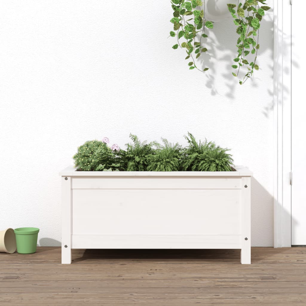 Garden Planter White 82.5x40x39 cm Solid Wood Pine - Millennium Furniture
