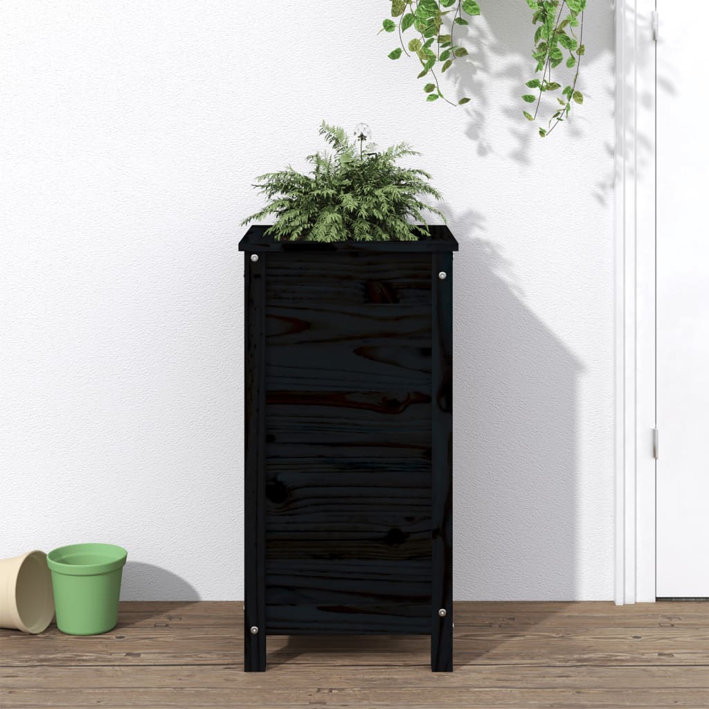 Garden Planter Black 40x40x78 cm Solid Wood Pine - Tyrell & Tyrell