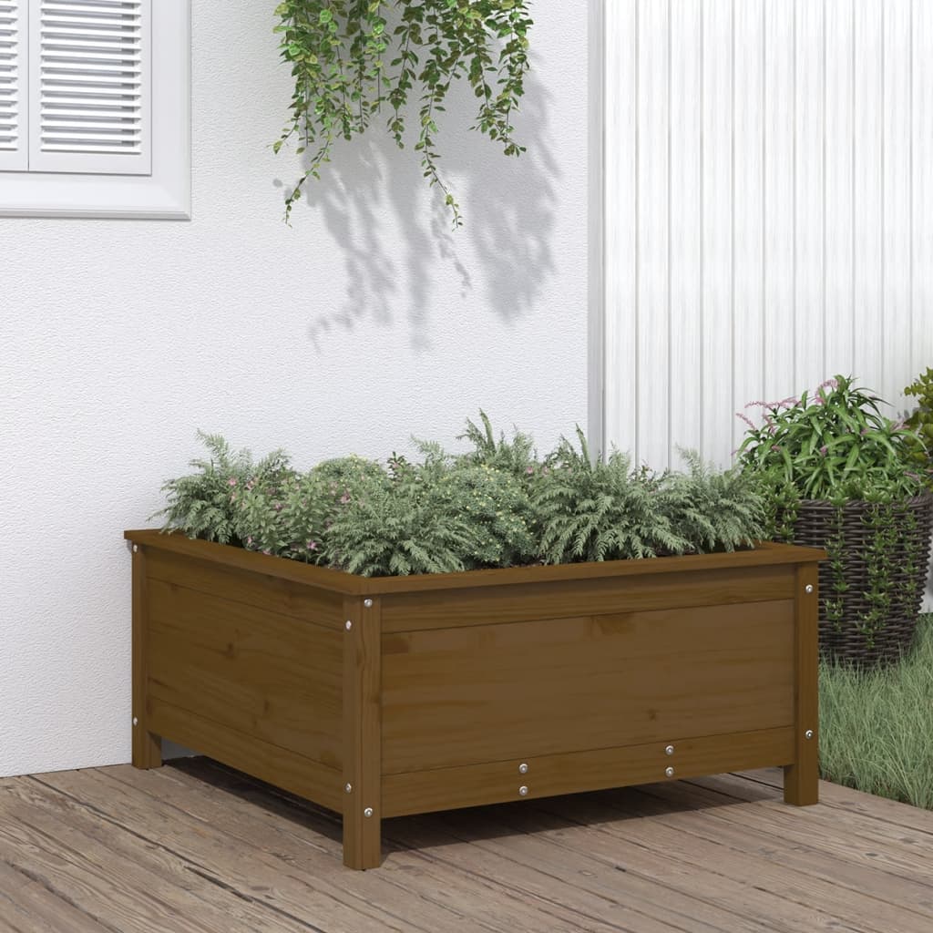 Garden Planter Honey Brown 82.5x82.5x39 cm Solid Wood Pine - Unbeatable Bargains