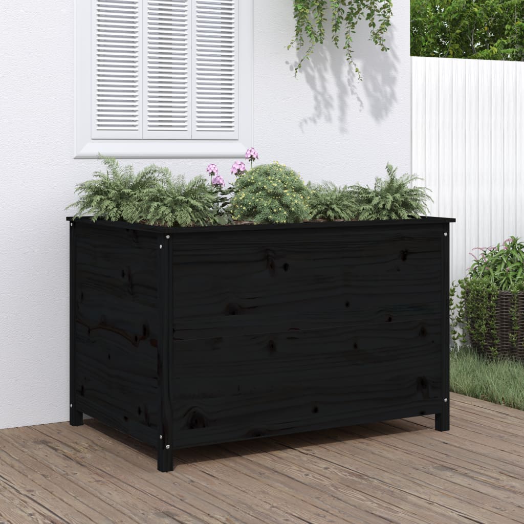 Garden Raised Bed Black 119.5x82.5x78 cm Solid Wood Pine - The Home Maker