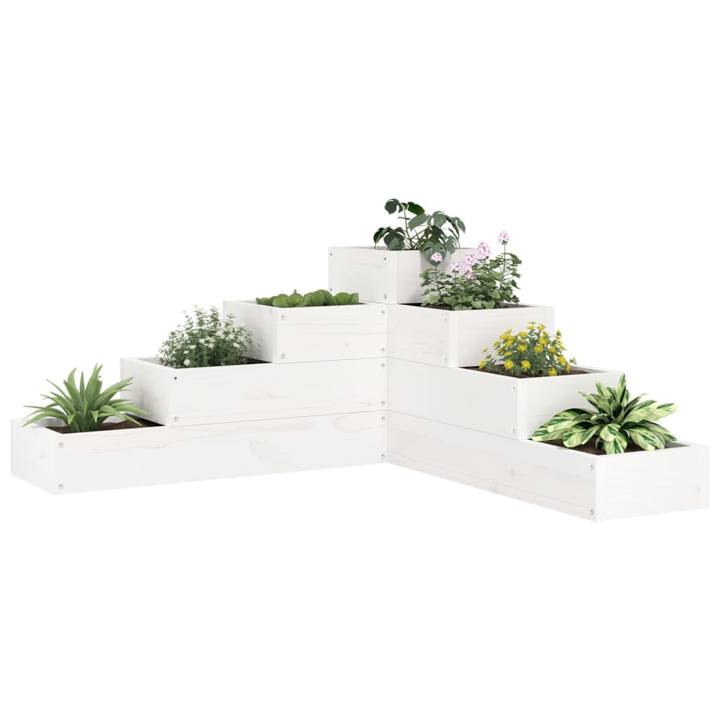 Garden Planter 4-Tier 80.5x79x36 cm White Solid Wood Pine - Casper Homes