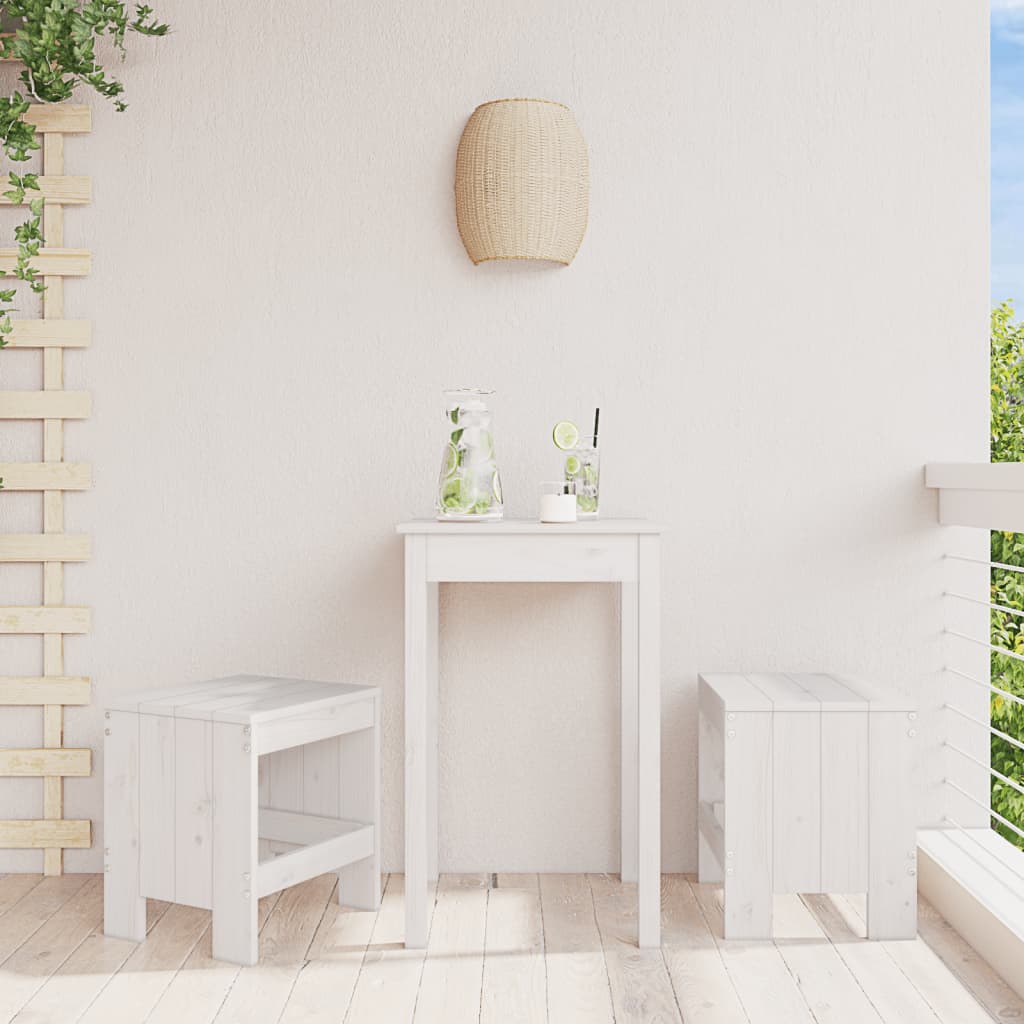 Garden Stools 2 pcs White 40x36x45 cm Solid Wood Pine - R and M Furniture