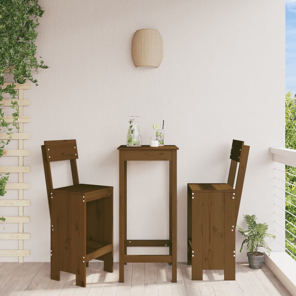 Bar Stools 2 pcs Honey Brown 40x48.5x115.5 cm Solid Wood Pine - Unbeatable Bargains