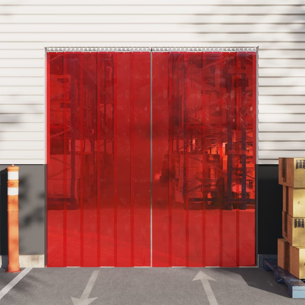 Door Curtain Red 200 mmx1.6 mm 10 m PVC - The Home Maker