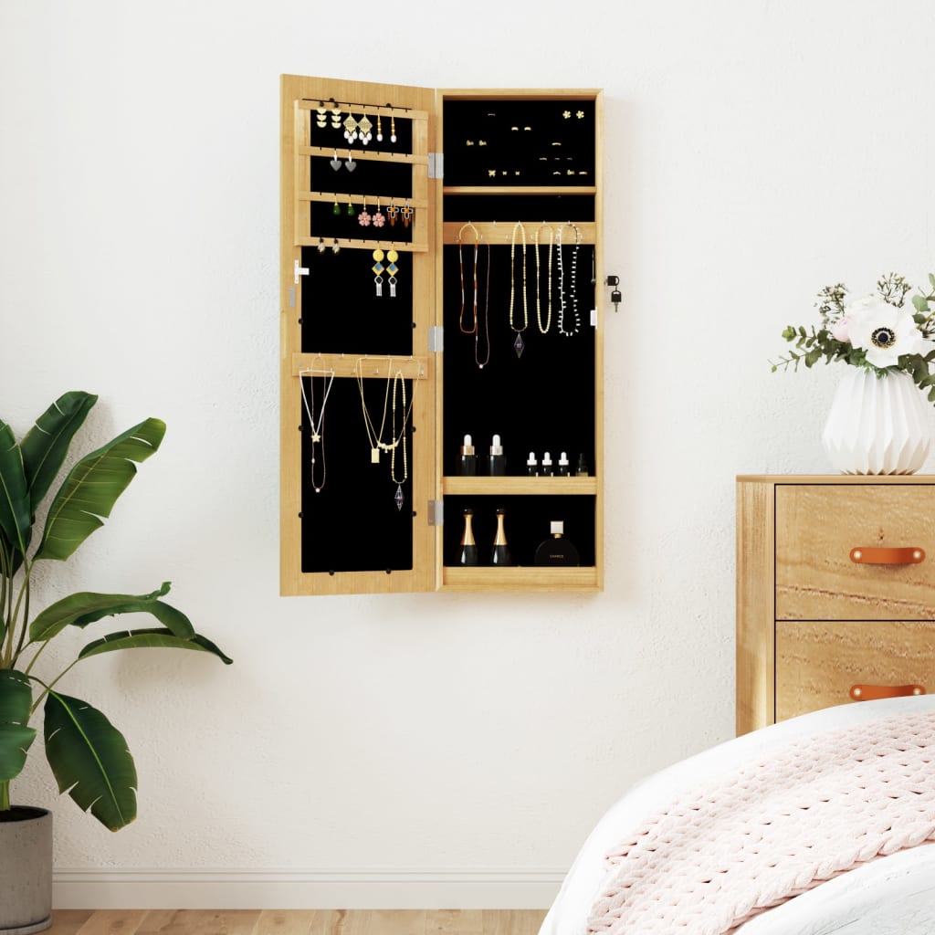 Mirror Jewellery Cabinet Wall Mounted 30x8.5x90cm - Sid & Sam