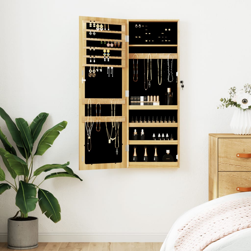 Mirror Jewellery Cabinet Wall Mounted 37.5x10x106cm - All Things Good