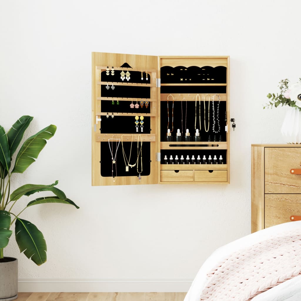 Mirror Jewellery Cabinet Wall Mounted 37.5x10x67cm - Sid & Sam