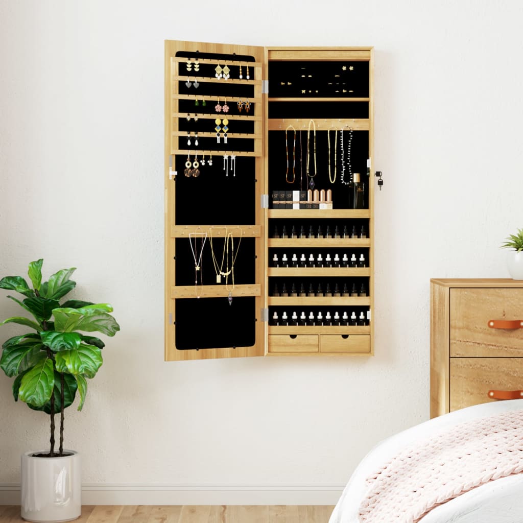 Mirror Jewellery Cabinet with LED Lights Wall Mounted - The Home Maker