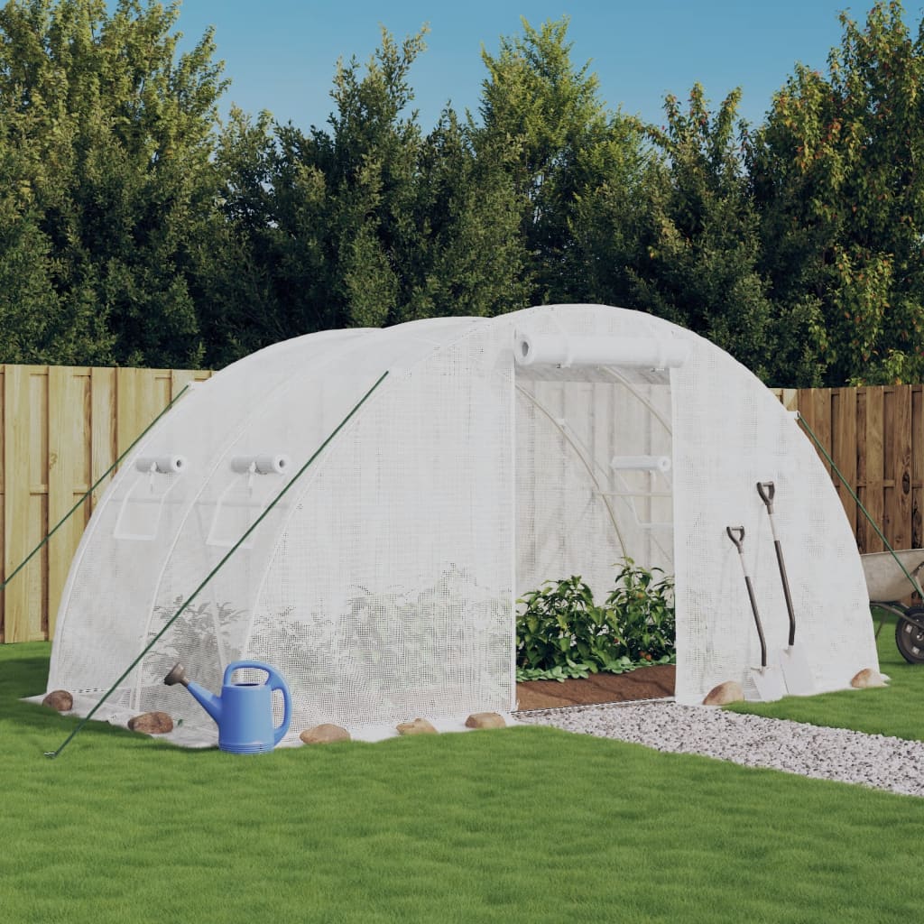 SETLOFT Greenhouse with Frame 8 sqm 4x2x2 m Steel - White - Charlotte Dunes