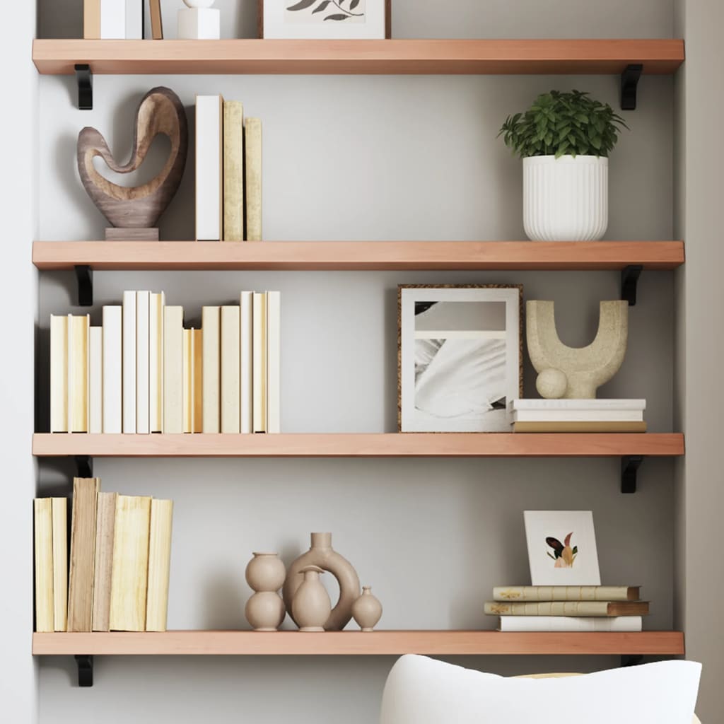 Wall Shelf Light Brown 100x20x4 cm Treated Solid Wood Oak - Millennium Furniture
