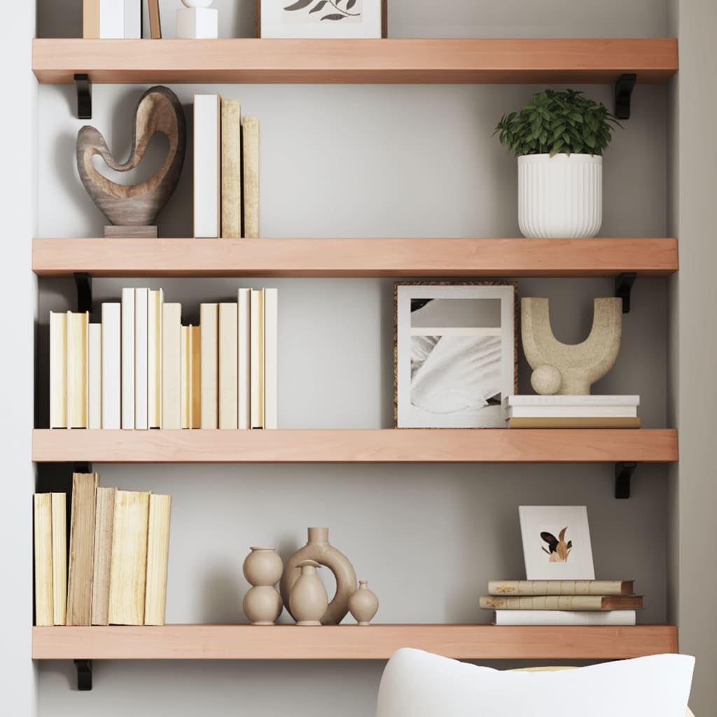 Wall Shelf Light Brown 100x20x6 cm Treated Solid Wood Oak - Sid & Sam